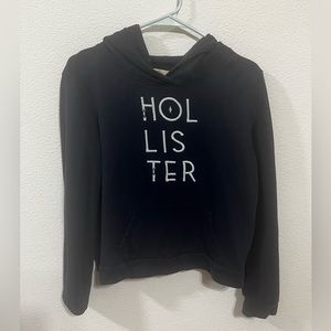 Hollister dark blue soft hoodie white lettering long sleeve womens cute